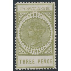 AUSTRALIA / SA - 1904 3d deep olive-green Long Tom, thin POSTAGE, MH – SG # 280