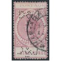 AUSTRALIA / SA - 1902 9d dull reddish pink Long Tom, thin POSTAGE, private perfin, used – SG # 273