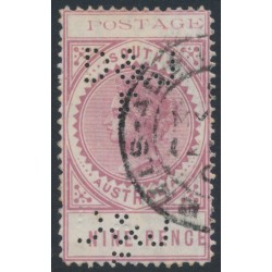 AUSTRALIA / SA - 1902 9d dull reddish pink Long Tom, thin POSTAGE, private perfin, used – SG # 273