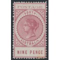 AUSTRALIA / SA - 1902 9d reddish pink Long Tom, thin POSTAGE, MH – SG # 273