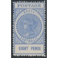 AUSTRALIA / SA - 1906 8d blue Long Tom, thick POSTAGE, crown SA wmk, MH – SG # 285