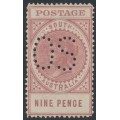 AUSTRALIA / SA - 1906 9d lake Long Tom, thick POSTAGE, crown SA wmk, perf. OS, MH – SG # 286a