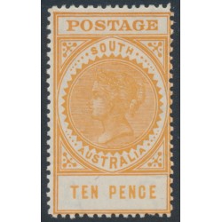 AUSTRALIA / SA - 1908 10d deep orange Long Tom, thick POSTAGE, crown SA wmk, MH – SG # 287