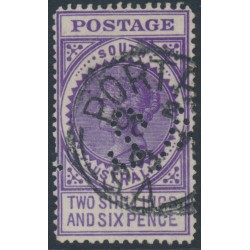 AUSTRALIA / SA - 1906 2/6 violet Long Tom, thick POSTAGE, crown SA wmk, SA perfin, used – SG # 289a