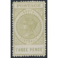 AUSTRALIA / SA - 1906 3d pale olive Long Tom, thick POSTAGE, crown A wmk, MH – SG # 298