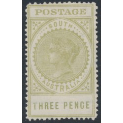 AUSTRALIA / SA - 1906 3d pale olive Long Tom, thick POSTAGE, crown A wmk, MH – SG # 298