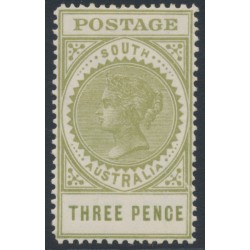 AUSTRALIA / SA - 1906 3d dull olive Long Tom, thick POSTAGE, crown A wmk, MH – SG # 298