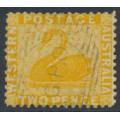AUSTRALIA / WA - 1864 2d yellow Swan, perf. 12½, reversed crown CC watermark, used – SG # 55x