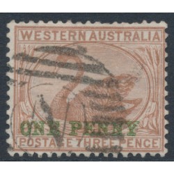 AUSTRALIA / WA - 1893 1d on 3d pale brown Swan, crown CA watermark, used – SG # 109