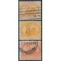 AUSTRALIA / WA - 1906 the three 4d Swan shades, crown A watermark, used – SG # 142+142a+142b