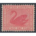 AUSTRALIA / WA - 1902 1d red Swan, perf. 12½, upright V crown watermark, MH – SG # 117a