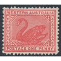 AUSTRALIA / WA - 1905 1d carmine-rose Swan, perf. 12½, crown A watermark, MH – SG # 139