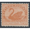 AUSTRALIA / WA - 1903 4d chestnut Swan, perf. 12½, V crown watermark, MH – SG # 119