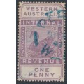 AUSTRALIA / WA - 1893 1d purple Internal Revenue, crown CA watermark, used – SG # F11