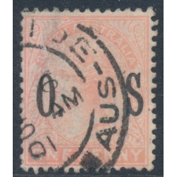 AUSTRALIA / SA - 1899 1d rosine QV, overprinted OS, 'dot missing after S', used – SG # O81c