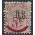 AUSTRALIA / SA - 1891 5d on 6d brown QV, perf. 10:10, o/p OS, used – SG # O72