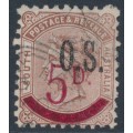 AUSTRALIA / SA - 1891 5d on 6d brown QV, perf. 10:10, o/p OS, used – SG # O72