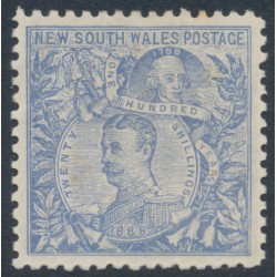 AUSTRALIA / NSW - 1905 20/- blue Governors, perf. 11, A crown in circle watermark, MH – SG # 350 