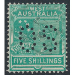 AUSTRALIA / WA - 1902 5/- emerald-green QV, perforated OS, used – SG # 126