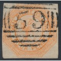 AUSTRALIA / TAS - 1853 4d orange Courier, plate I (second state), used – SG # 8