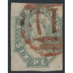 AUSTRALIA / TAS - 1860 6d dull slate-grey QV Chalon, red Victoria cancel – SG # 44