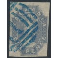 AUSTRALIA / TAS - 1863 6d grey-violet QV Chalon, blue Victoria cancel – SG # 46
