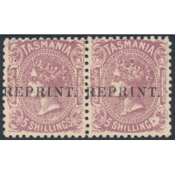 AUSTRALIA / TAS - 1891 5/- brown-lilac QV Diadem, reprint pair with variety, MNH