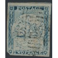 AUSTRALIA / NSW - 1850 2d ultramarine Sydney Views, plate III, variety ‘no whip’, used – SG # 29a