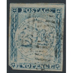 AUSTRALIA / NSW - 1850 2d ultramarine Sydney Views, plate III, variety ‘no whip’, used – SG # 29a