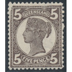 AUSTRALIA / QLD - 1897 5d purple-brown QV side-face, Q crown watermark, MH – SG # 246