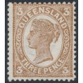 AUSTRALIA / QLD - 1908 3d pale brown QV side-face, crown A watermark, MH – SG # 291