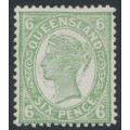 AUSTRALIA / QLD - 1907 6d bright green QV side-face, crown A watermark, MH – SG # 297