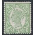 AUSTRALIA / QLD - 1907 6d bright green QV side-face, crown A watermark, MH – SG # 297
