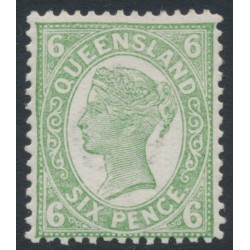 AUSTRALIA / QLD - 1907 6d bright green QV side-face, crown A watermark, MH – SG # 297