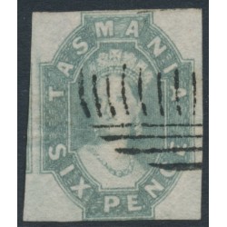 AUSTRALIA / TAS - 1860 6d dull slate-grey Chalon, imperf., '6' watermark, used – SG # 44