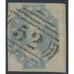AUSTRALIA / TAS - 1860 6d grey Chalon, imperf., '6' watermark, used – SG # 45
