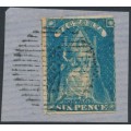 AUSTRALIA / VIC - 1858 6d light blue Queen on Throne, rouletted, used – SG # 73a
