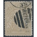 AUSTRALIA / VIC - 1885 3/- drab Stamp Duty, perf. 12½, used – SG # 268