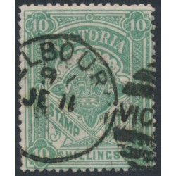 AUSTRALIA / VIC - 1886 10/- grey-green Stamp Duty, perf. 12½, used – SG # 272a