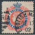 AUSTRALIA / VIC - 1901 5/- scarlet/deep blue QV, V crown watermark, used – SG # 398a