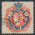 AUSTRALIA / VIC - 1911 5/- scarlet/blue QV, crown A watermark, perf. OS, CTO – SG # 430a