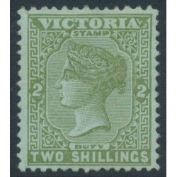 AUSTRALIA / VIC - 1885 2/- olive on bluish green QV, V crown watermark, MH – SG # 295