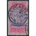 AUSTRALIA / NSW - 1894 10/- violet/aniline crimson Stamp Duty, o/p POSTAGE, used – SG # 276