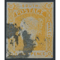 AUSTRALIA / NSW - 1853 8d orange-yellow Laureates, imperf., no watermark, used – SG # 80