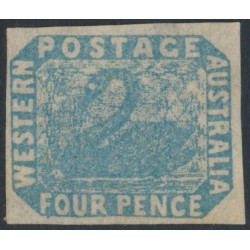 AUSTRALIA / WA - 1854 4d pale blue Swan, imperforate, variety 'Swan has an eye', MNG – SG # 3