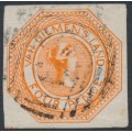 AUSTRALIA / TAS - 1853 4d bright red-orange Courier, plate I (first state), used – SG # 5