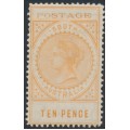 AUSTRALIA / SA - 1902 10d buff Long Tom, thin POSTAGE, MH – SG # 274