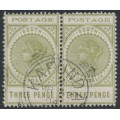 AUSTRALIA / SA - 1902 3d olive-green Long Tom, thin POSTAGE, used – SG # 268