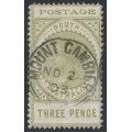AUSTRALIA / SA - 1902 3d green Long Tom, thin POSTAGE, perf. 12½:11½, used – SG # 268