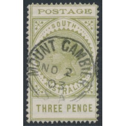 AUSTRALIA / SA - 1902 3d green Long Tom, thin POSTAGE, perf. 12½:11½, used – SG # 268